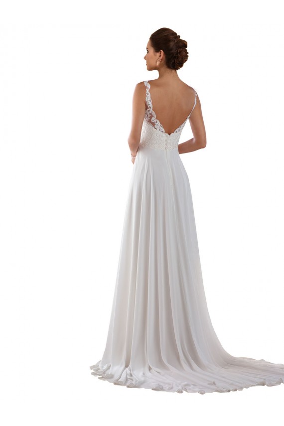 Elfenbein A-Linien Kapelle-schleppe Chiffon Klassisch Boho Brautkleider Kaufen